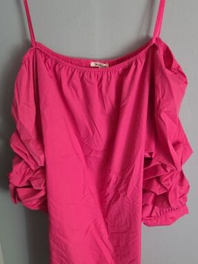 bleuh ciel Hot Pink Off-Shoulder Ruffle Sleeve Dress